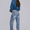 Jeans Rider taille basse à coupe droite, délavage clair