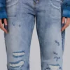 Jeans Rider taille basse à coupe droite, délavage clair