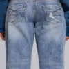 Jeans Rider taille basse à coupe droite, délavage clair