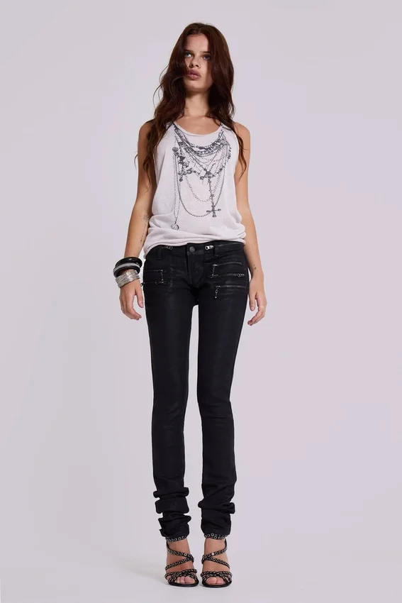 Jeans skinny taille basse enduit Ardor