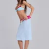 Jupe midi Alysa en Airtex turquoise