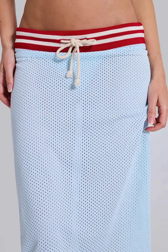 Jupe midi Alysa en Airtex turquoise