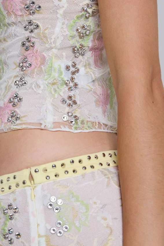 Jupe midi en dentelle cloutée Fioretta