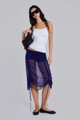 Jupe midi en maille froncée Velare