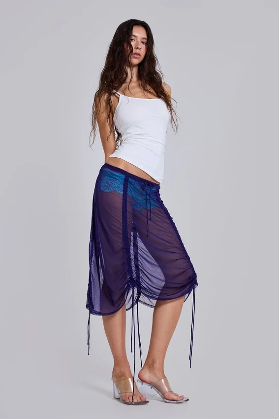 Jupe midi en maille froncée Velare