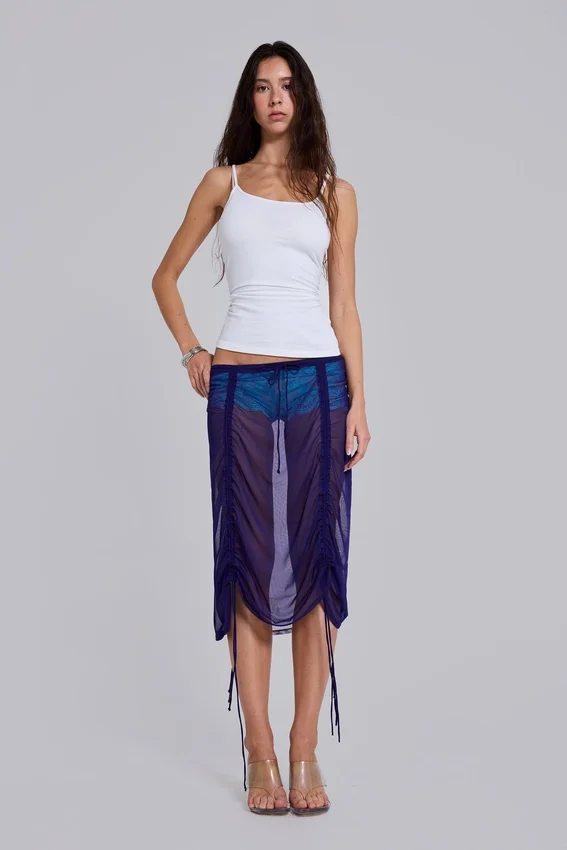 Jupe midi en maille froncée Velare