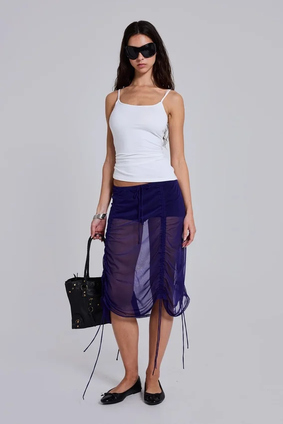 Jupe midi en maille froncée Velare