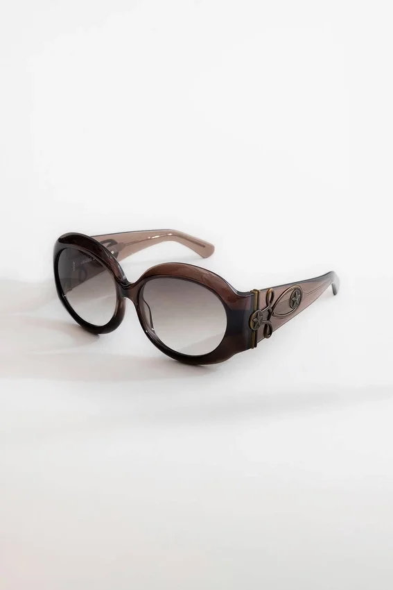 Lunettes de soleil rondes oversize Majorette en marron