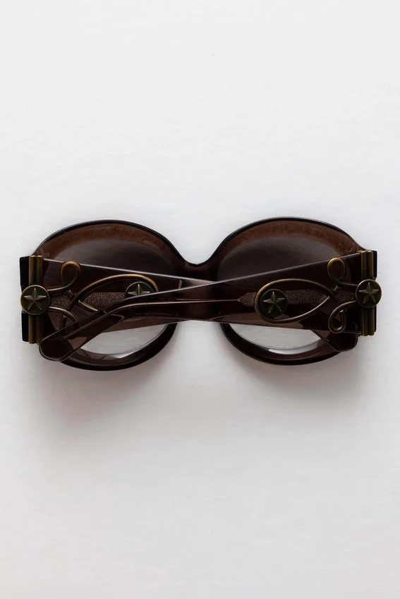 Lunettes de soleil rondes oversize Majorette en marron