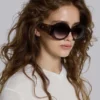 Lunettes de soleil rondes oversize Majorette en marron