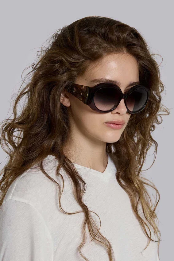 Lunettes de soleil rondes oversize Majorette en marron