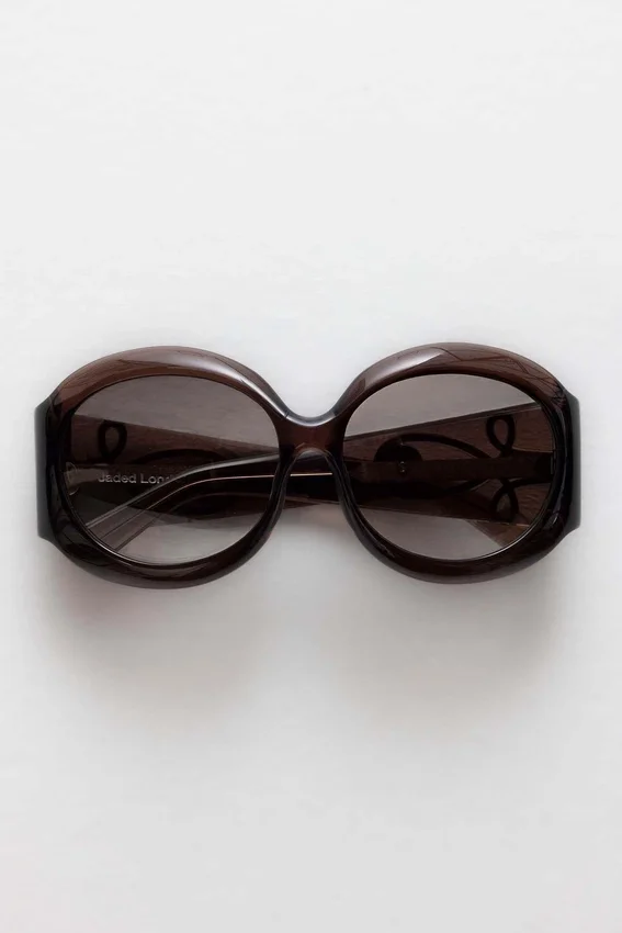 Lunettes de soleil rondes oversize Majorette en marron