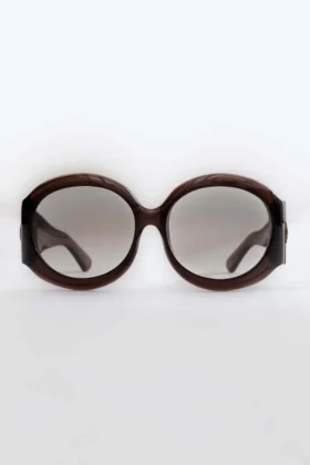 Lunettes de soleil rondes oversize Majorette en marron