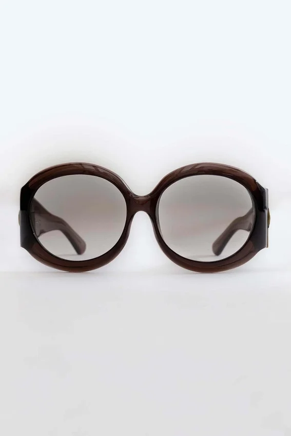 Lunettes de soleil rondes oversize Majorette en marron
