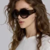 Lunettes de soleil rondes oversize Majorette en marron