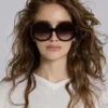 Lunettes de soleil rondes oversize Majorette en marron