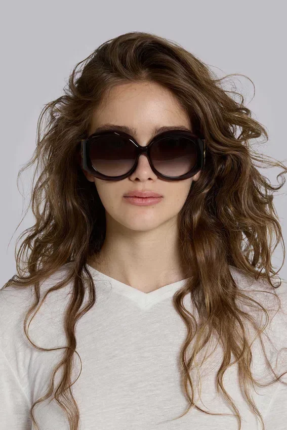 Lunettes de soleil rondes oversize Majorette en marron
