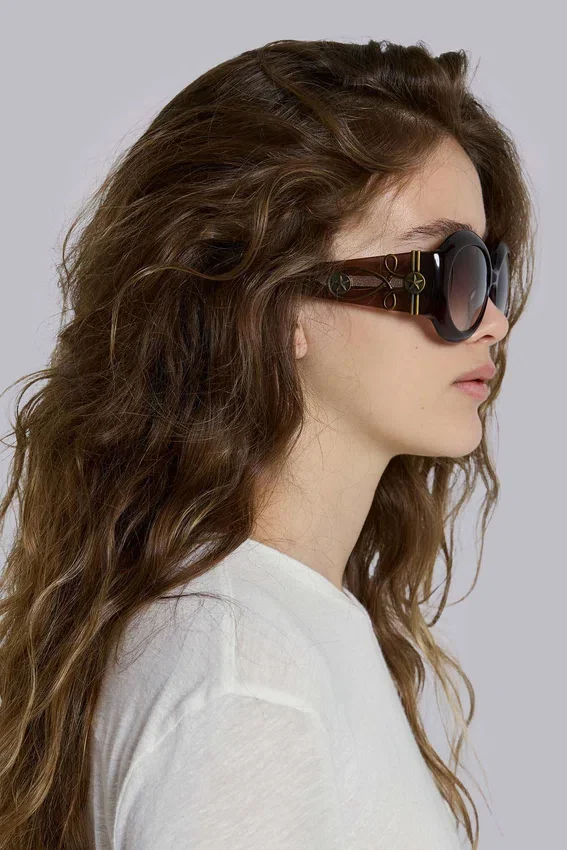 Lunettes de soleil rondes oversize Majorette en marron