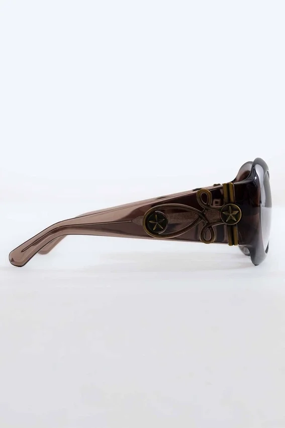 Lunettes de soleil rondes oversize Majorette en marron