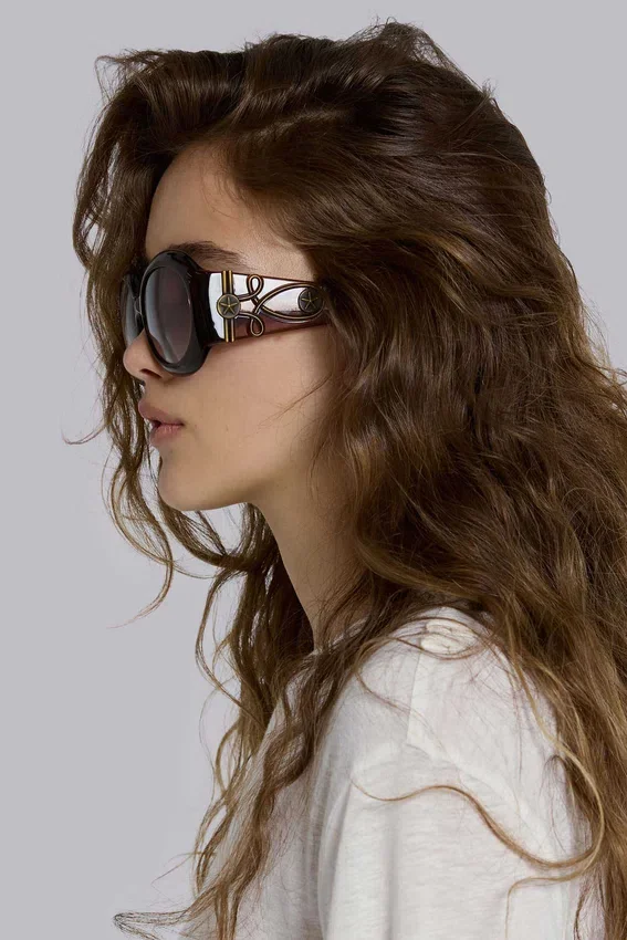 Lunettes de soleil rondes oversize Majorette en marron