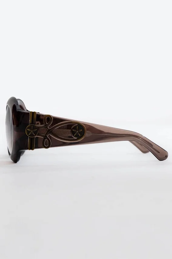 Lunettes de soleil rondes oversize Majorette en marron