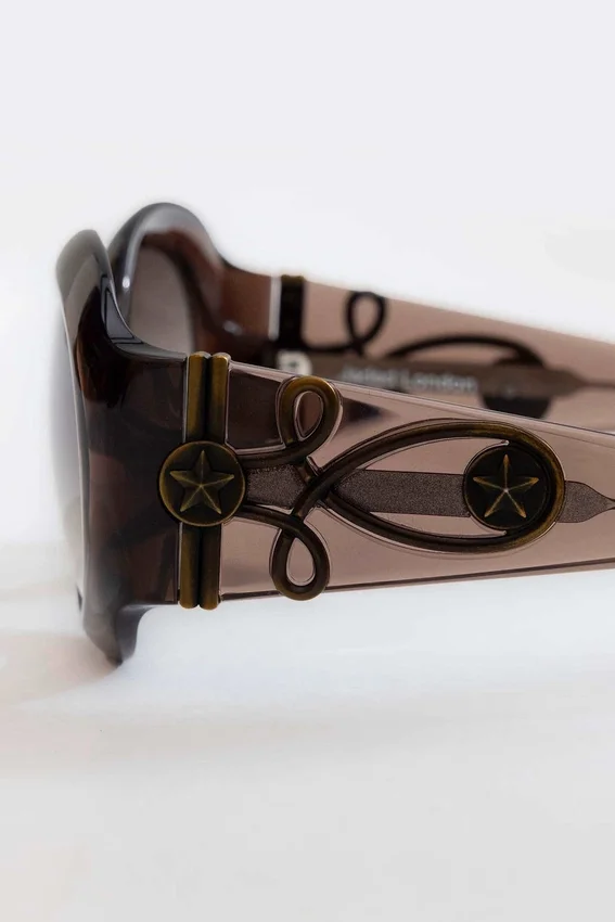 Lunettes de soleil rondes oversize Majorette en marron