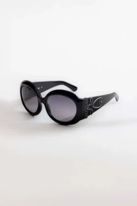 Lunettes de soleil rondes oversize Majorette en noir