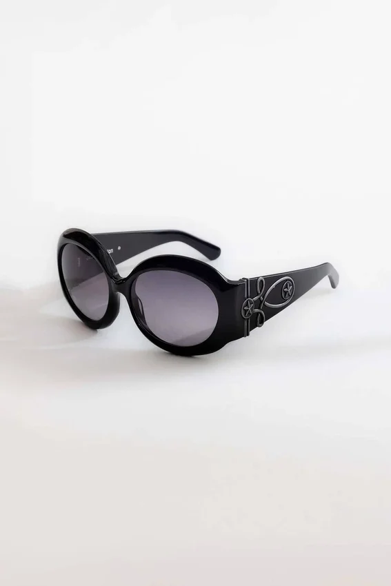 Lunettes de soleil rondes oversize Majorette en noir