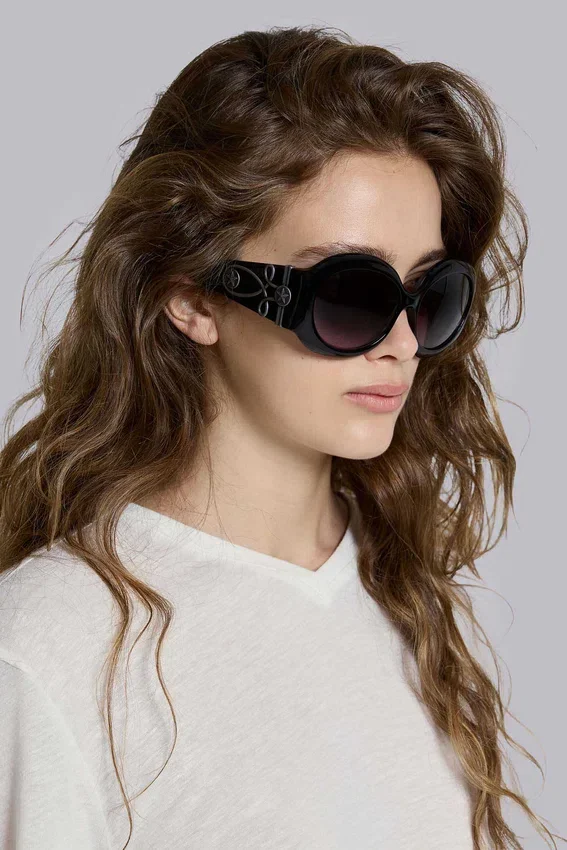 Lunettes de soleil rondes oversize Majorette en noir