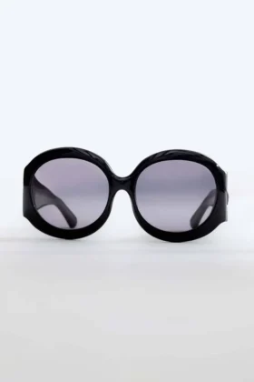 Lunettes de soleil rondes oversize Majorette en noir