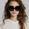 Lunettes de soleil rondes oversize Majorette en noir