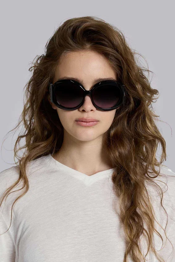 Lunettes de soleil rondes oversize Majorette en noir