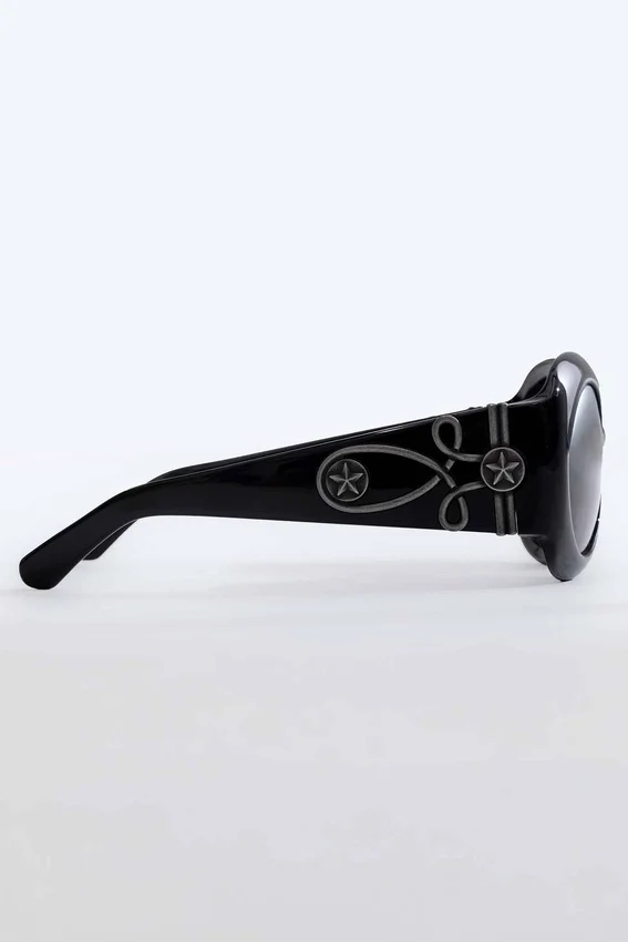 Lunettes de soleil rondes oversize Majorette en noir