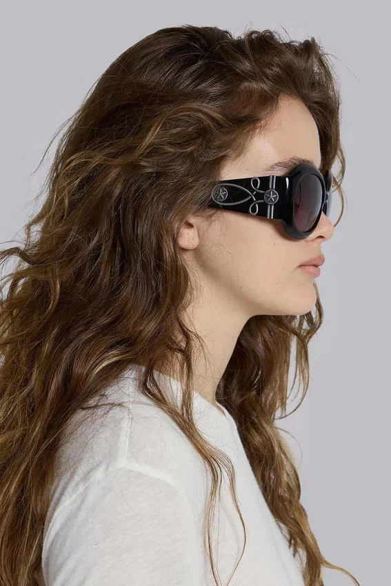 Lunettes de soleil rondes oversize Majorette en noir