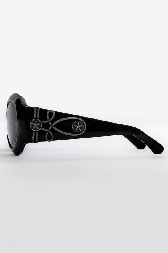 Lunettes de soleil rondes oversize Majorette en noir