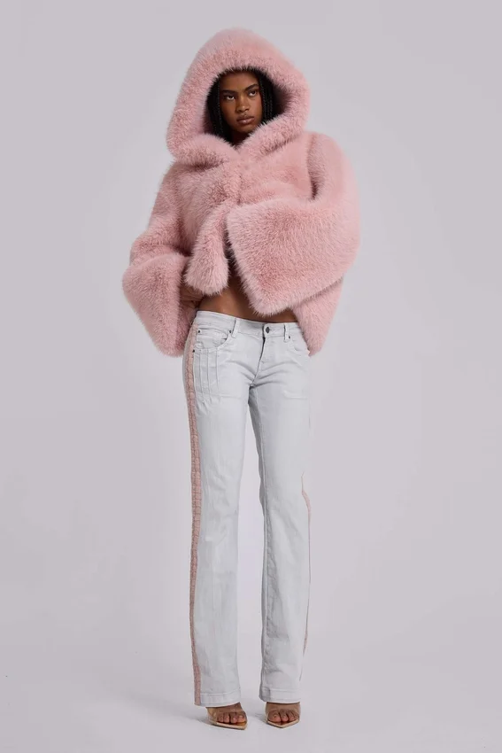 Manteau oversize en fausse fourrure Mara, rose