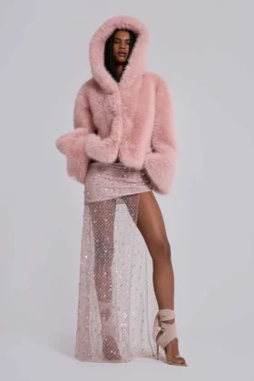 Manteau oversize en fausse fourrure Mara, rose