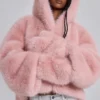 Manteau oversize en fausse fourrure Mara, rose