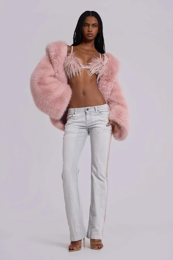 Manteau oversize en fausse fourrure Mara, rose