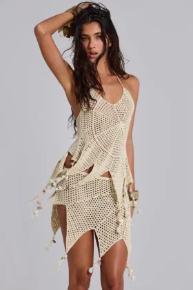 Mini-jupe au crochet Ursule avec de véritables coquillages