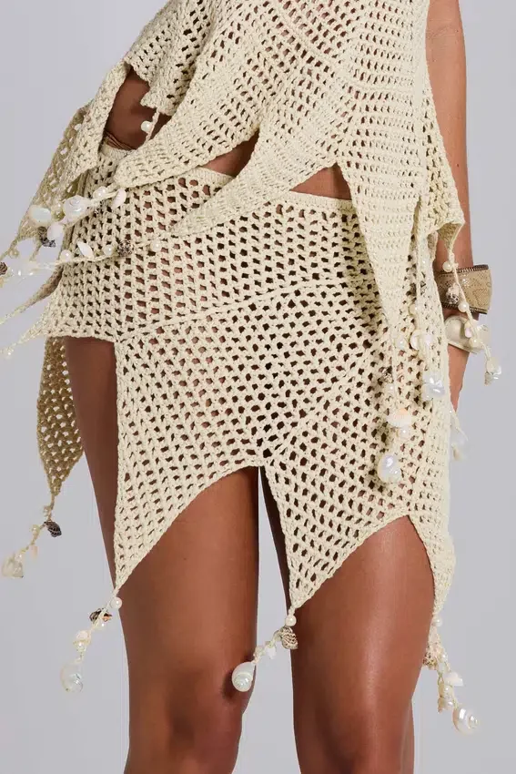 Mini-jupe au crochet Ursule avec de véritables coquillages