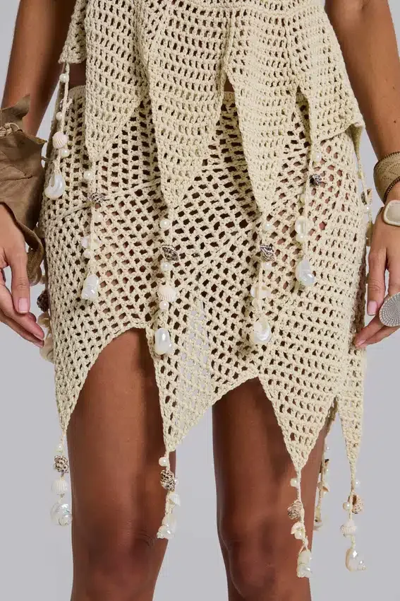 Mini-jupe au crochet Ursule avec de véritables coquillages