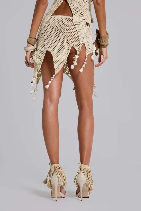 Mini-jupe au crochet Ursule avec de véritables coquillages