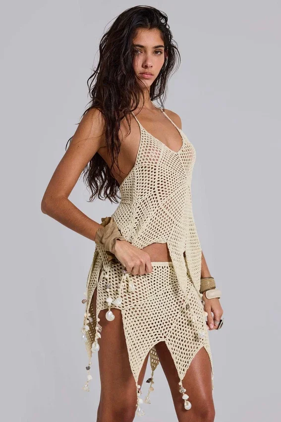 Haut en crochet Ursule avec de véritables coquillages