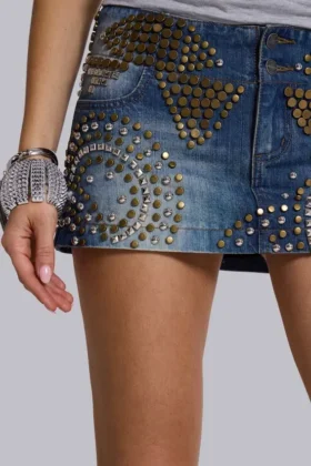 Mini-jupe en denim cloutée Hena