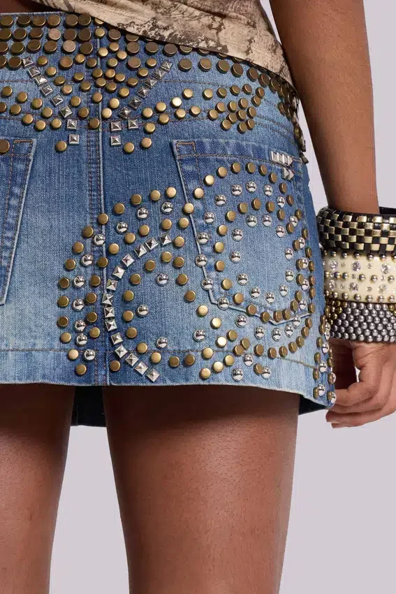 Mini-jupe en denim cloutée Hena