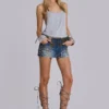 Mini-jupe en denim cloutée Hena