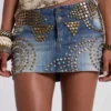 Mini-jupe en denim cloutée Hena