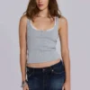 Mini-jupe en jean Zadie à ourlet coupé, délavage foncé