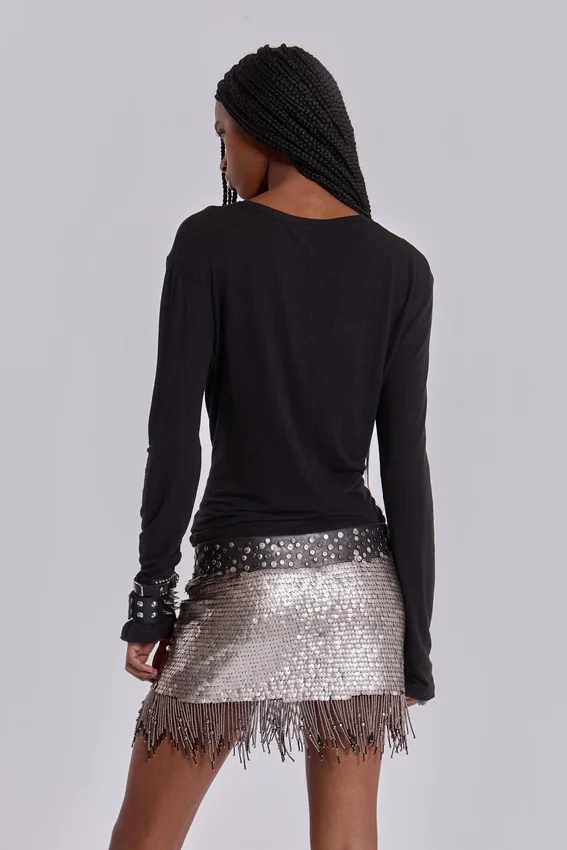 Mini-jupe Leva à paillettes et perles